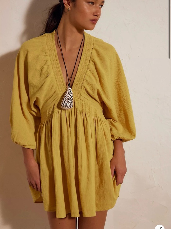 Free People Dresses & Skirts - Free people V-Neck Babydoll Dress. Colour pineapple size L